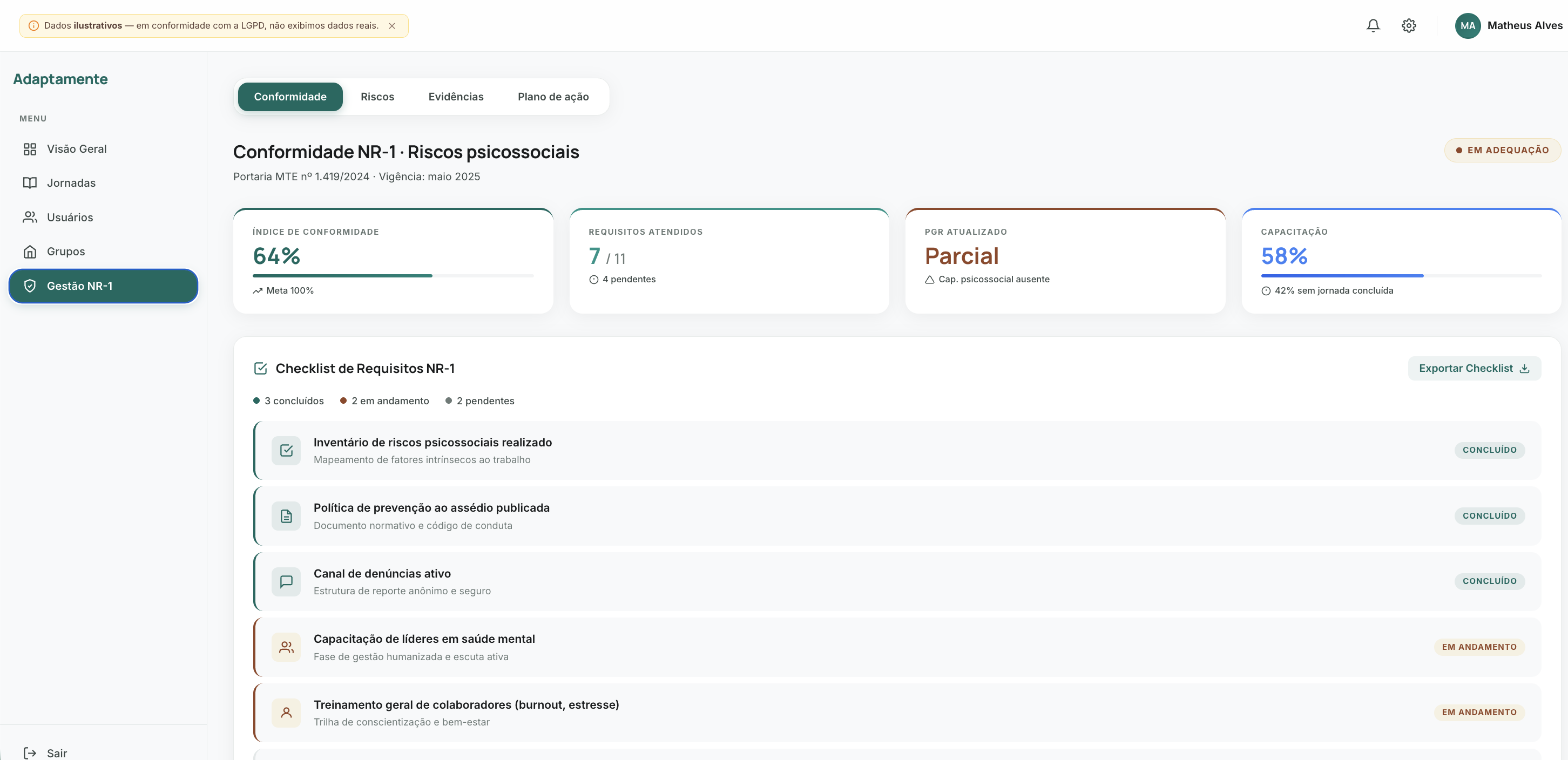 Plataforma Adaptamente — Conformidade NR-1